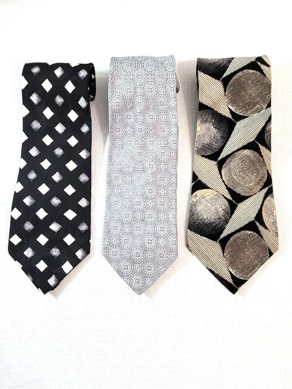 Lot of 3 Neutral Tone Ties JT Beckett, HART SCHAFFNER MARX , and EVAN-PICONE